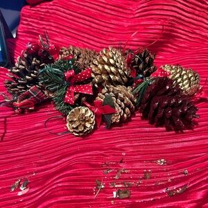 Festive Pinecones and Ribbon Decor all different sizes and ribbons- handmade-
